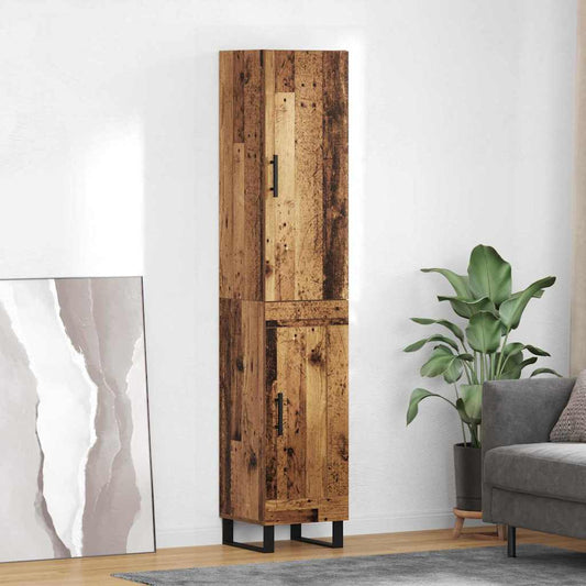 vidaXL Highboard Old Wood 34.5 x 34 x 180 cm Engineered Wood