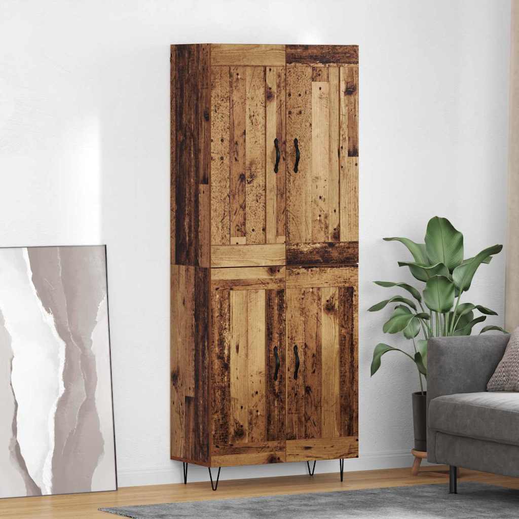 vidaXL Highboard Old Wood 69.5 x 34 x 180 cm Engineered Wood