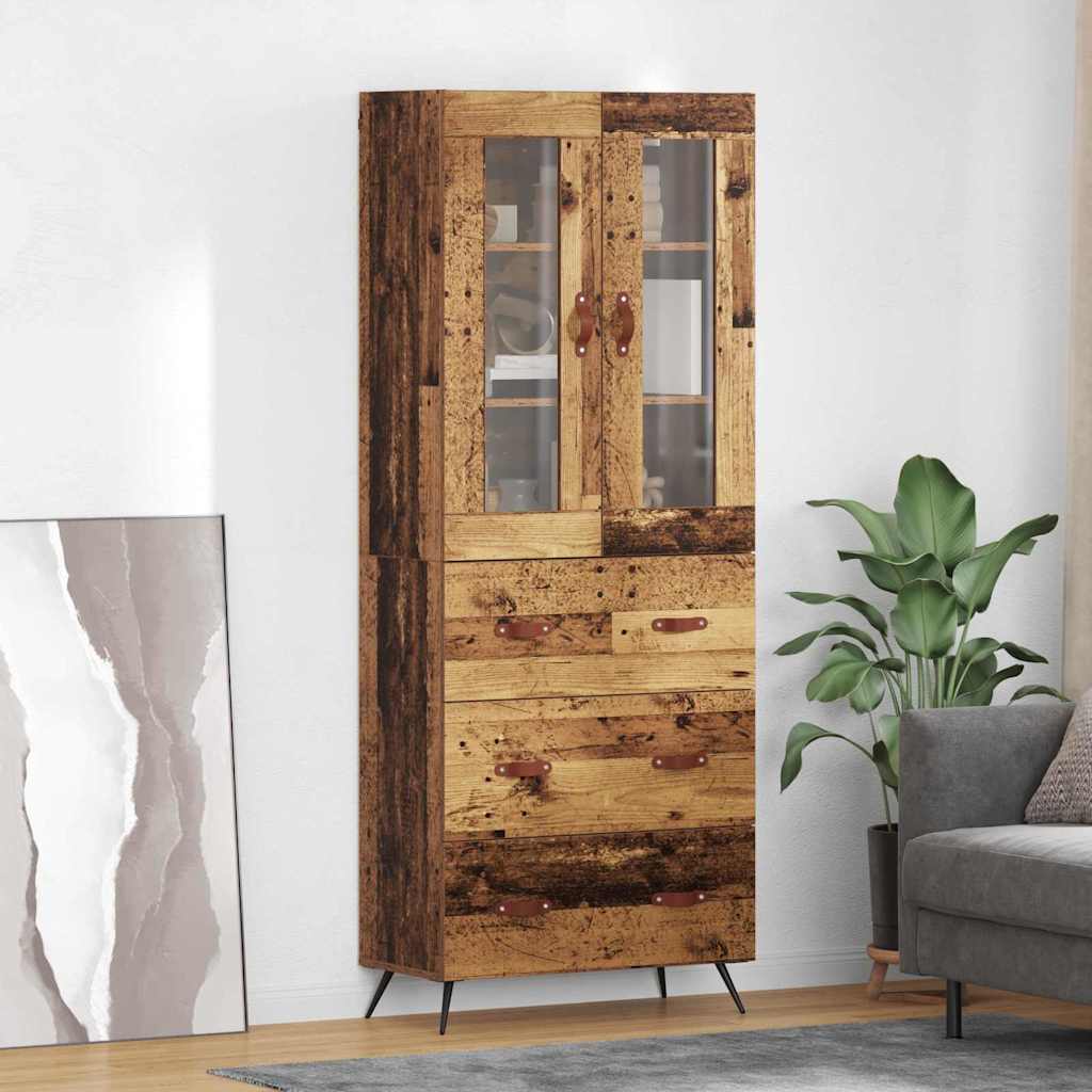vidaXL Highboard Cabinet with Shelf 2 pcs Old Wood Engineered Wood