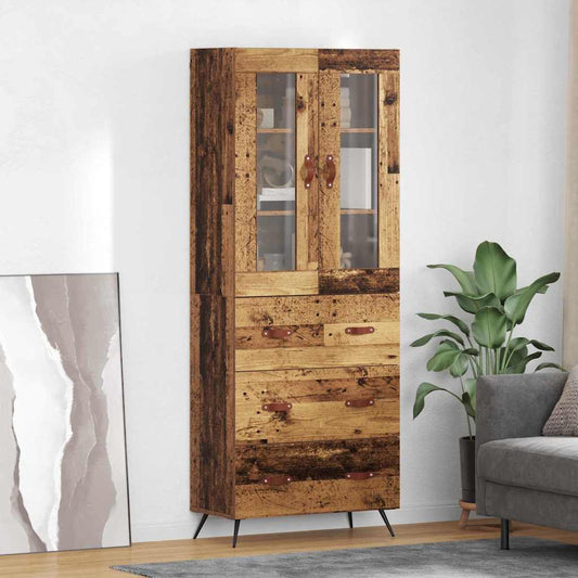 vidaXL Highboard Cabinet with Shelf 2 pcs Old Wood Engineered Wood