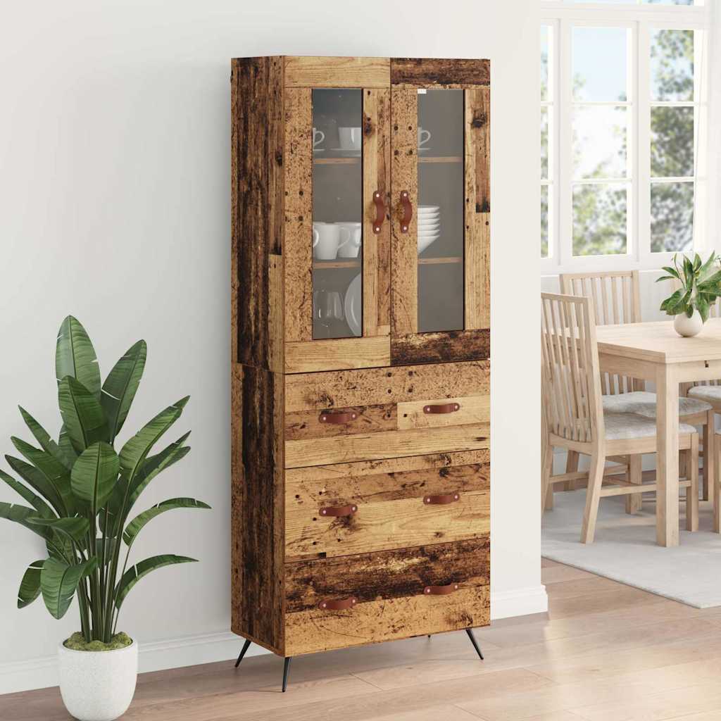vidaXL Highboard Cabinet with Shelf 2 pcs Old Wood Engineered Wood