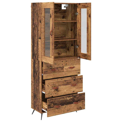 vidaXL Highboard Cabinet with Shelf 2 pcs Old Wood Engineered Wood