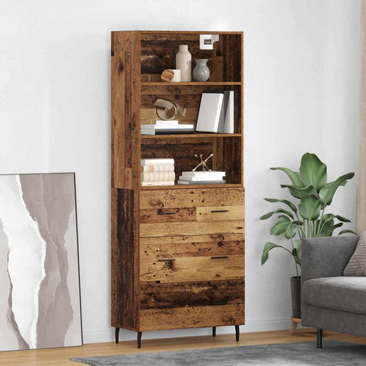 vidaXL Highboard with Drawer 2 pcs Old Wood Engineered Wood