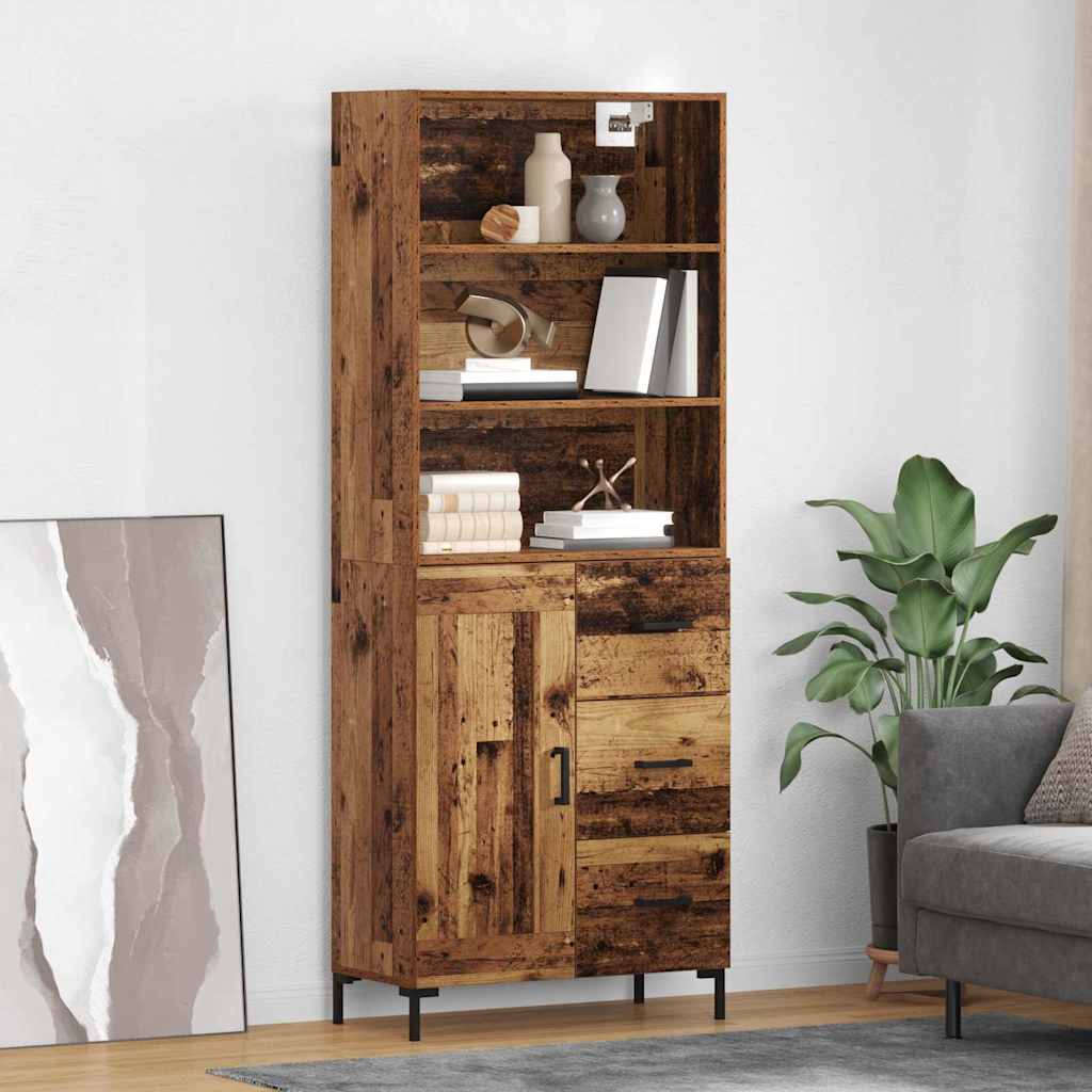 vidaXL Highboard Old Wood 69.5 x 34 x 180 cm Engineered Wood