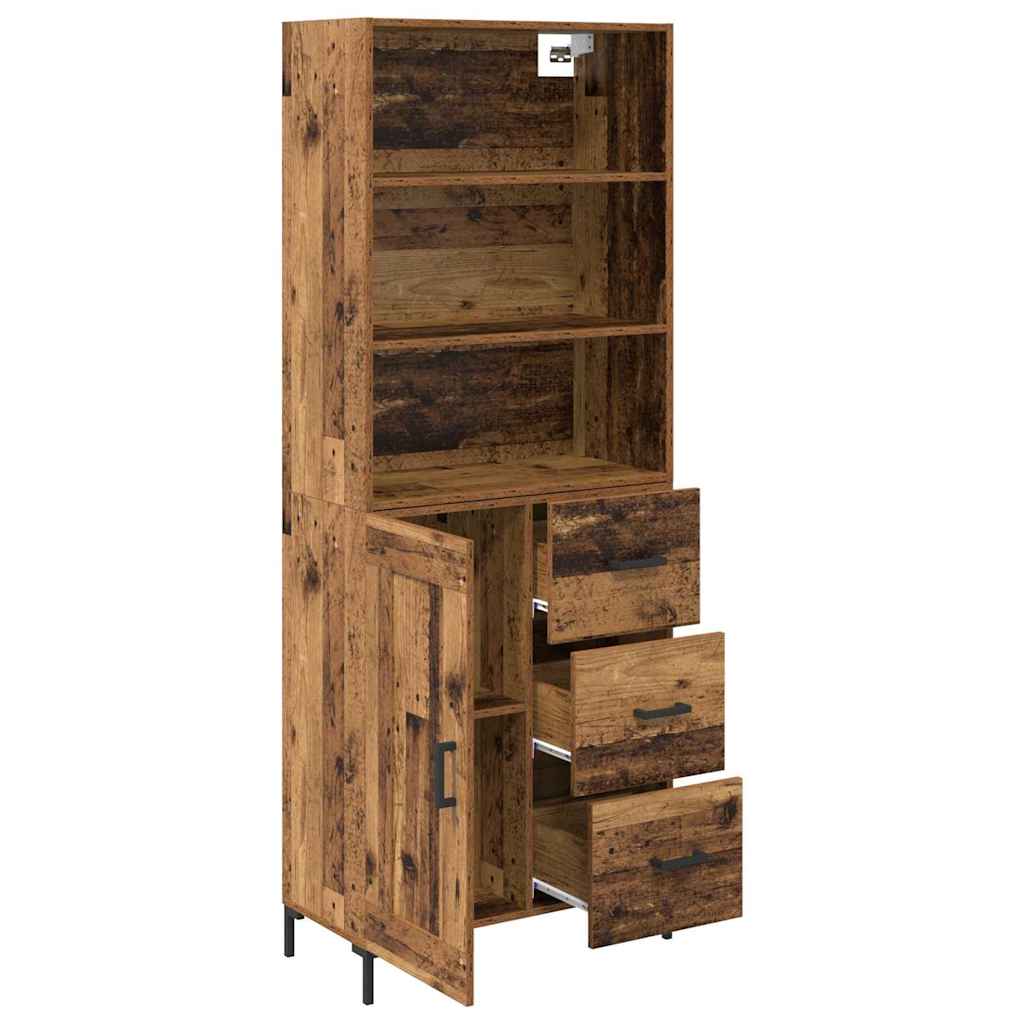 vidaXL Highboard Old Wood 69.5 x 34 x 180 cm Engineered Wood