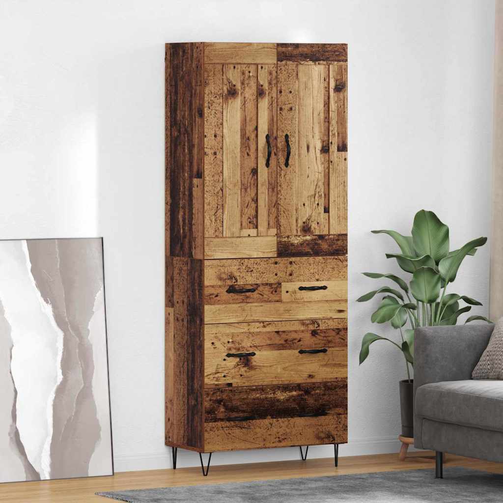 vidaXL Highboard Old Wood 69.5 x 34 x 180 cm Engineered Wood
