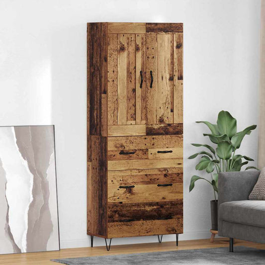 vidaXL Highboard Old Wood 69.5 x 34 x 180 cm Engineered Wood
