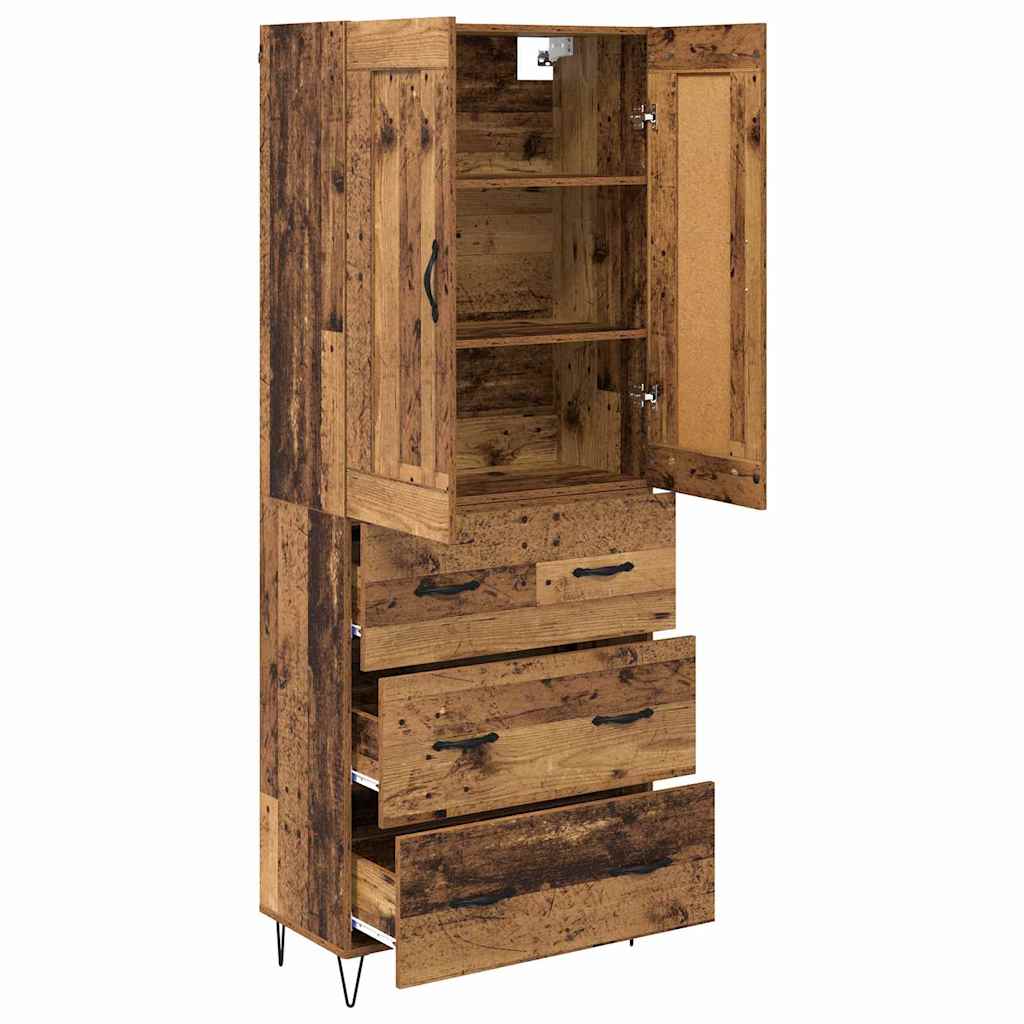 vidaXL Highboard Old Wood 69.5 x 34 x 180 cm Engineered Wood