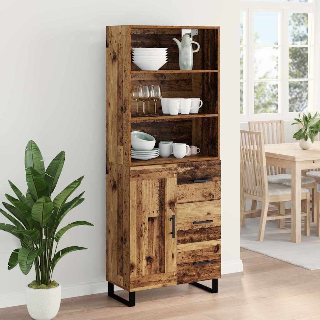 vidaXL Highboard with Drawer 2 pcs Old Wood Engineered Wood