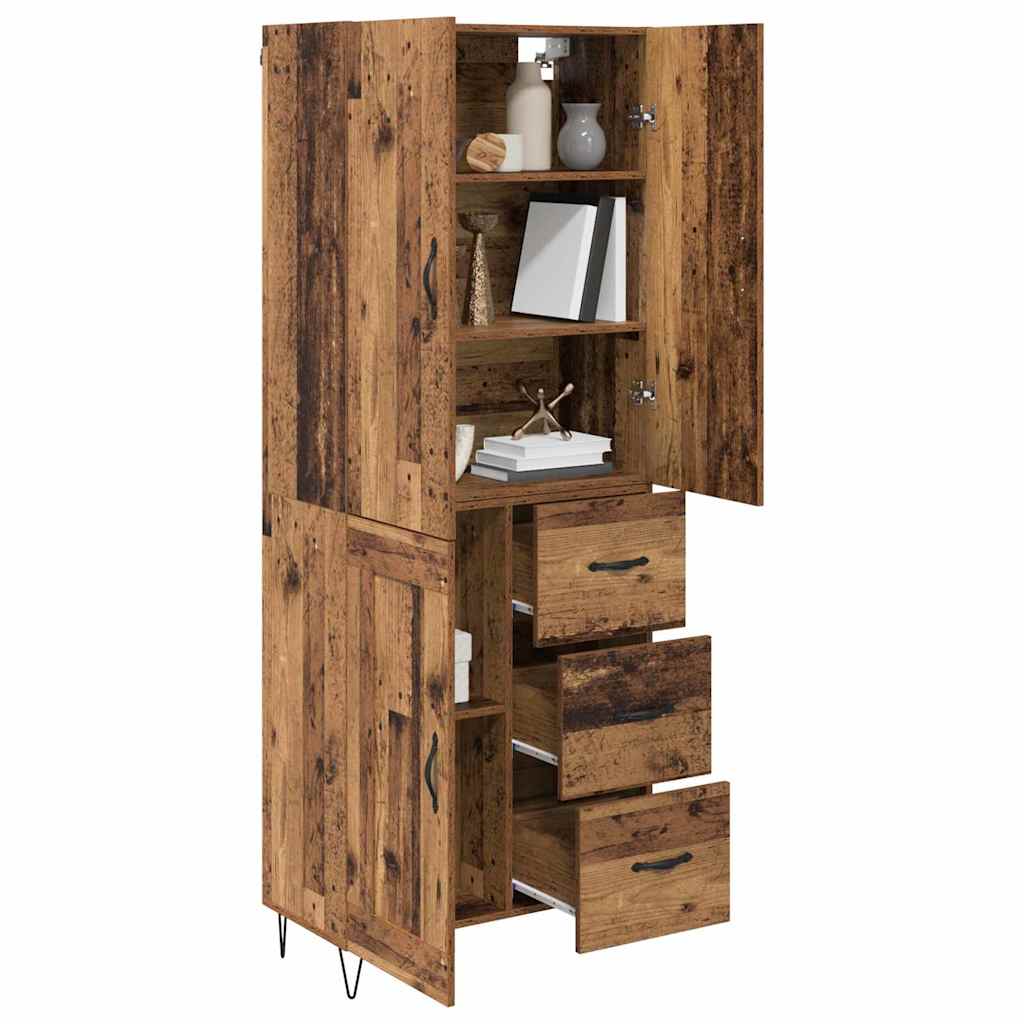 vidaXL Highboard with Drawer 2 pcs Old Wood Engineered Wood