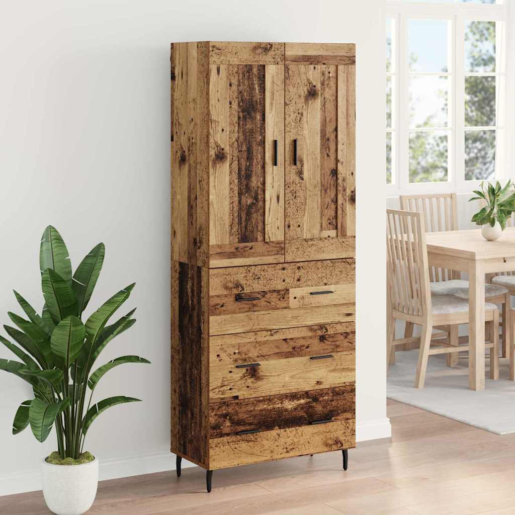 vidaXL Highboard with Drawer 2 pcs Old Wood Engineered Wood