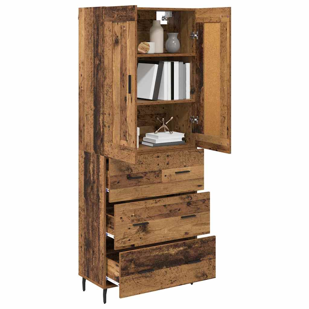 vidaXL Highboard with Drawer 2 pcs Old Wood Engineered Wood