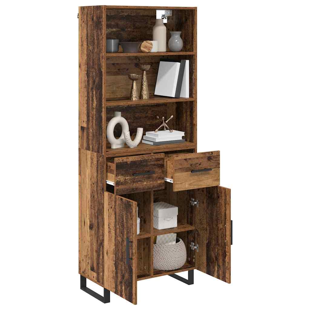 vidaXL Highboard with Drawer 2 pcs Old Wood Engineered Wood