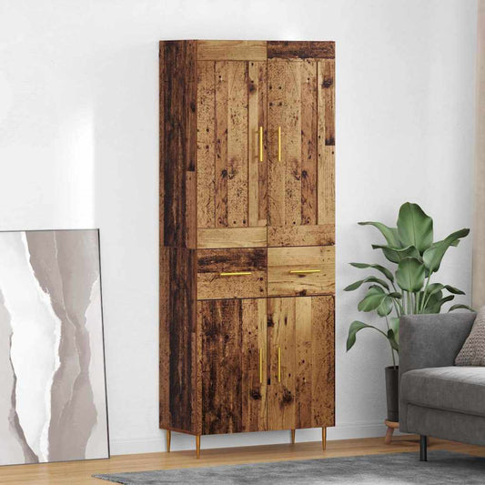 vidaXL Highboard Old Wood 69.5 x 34 x 180 cm Engineered Wood