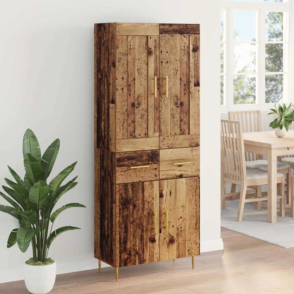 vidaXL Highboard Old Wood 69.5 x 34 x 180 cm Engineered Wood