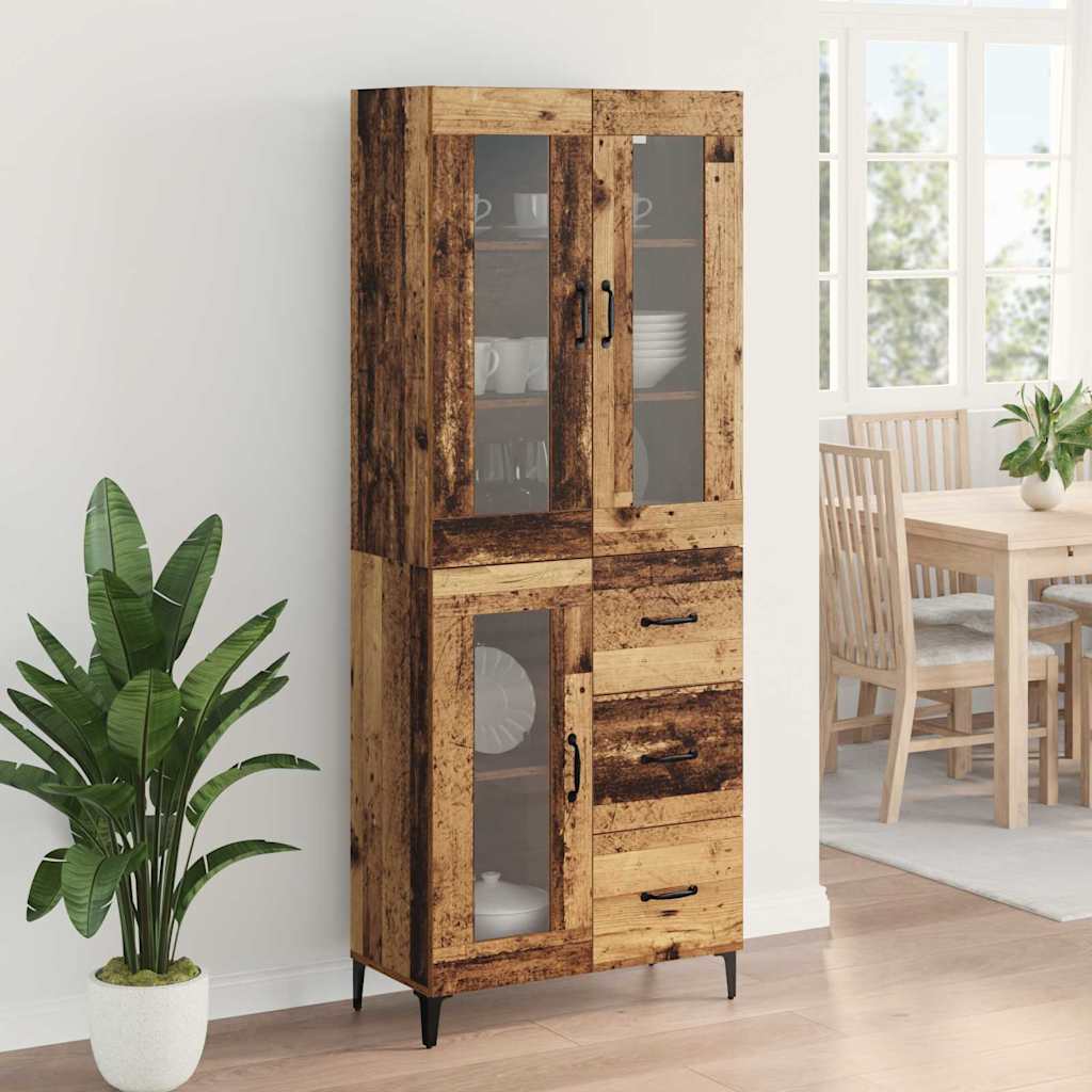 vidaXL Highboard Old Wood 69.5 x 34 x 180 cm Engineered Wood