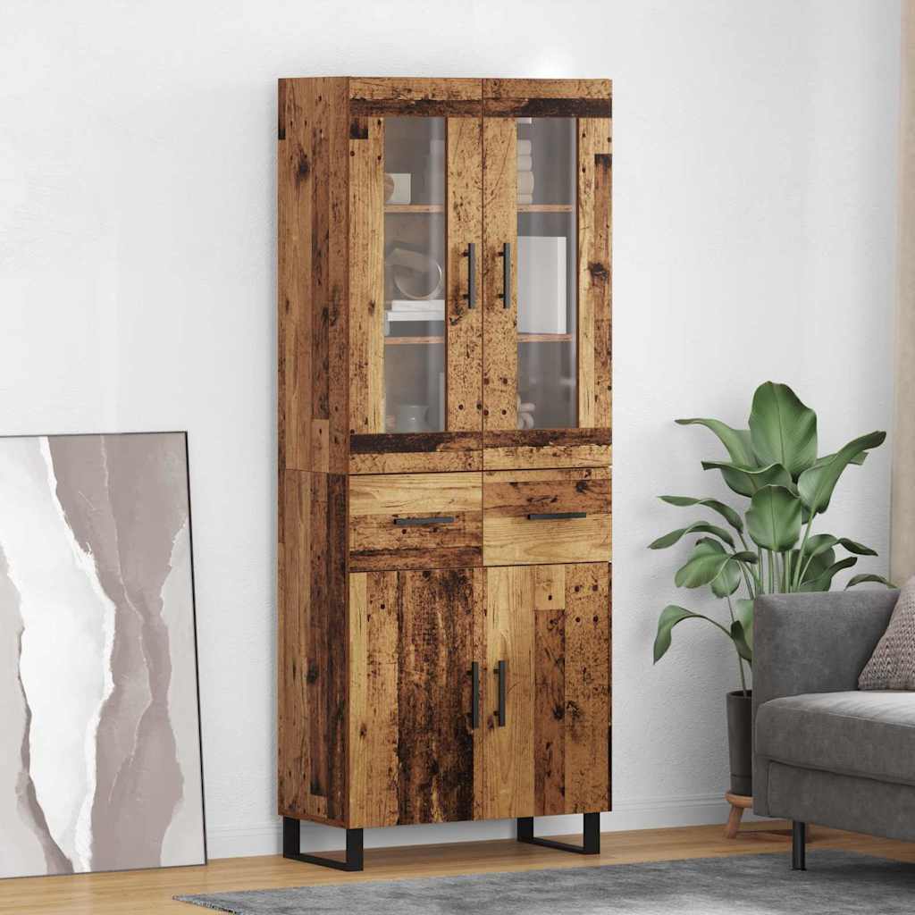 vidaXL Highboard with Drawer 2 pcs Old Wood Engineered Wood