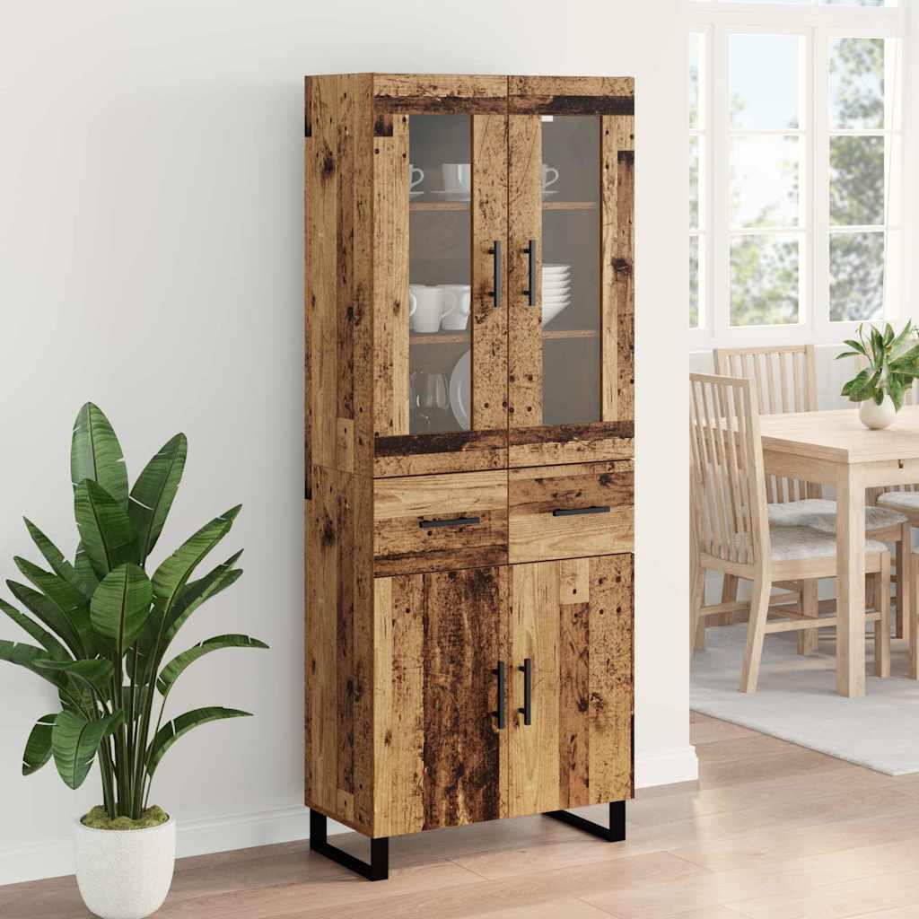 vidaXL Highboard with Drawer 2 pcs Old Wood Engineered Wood