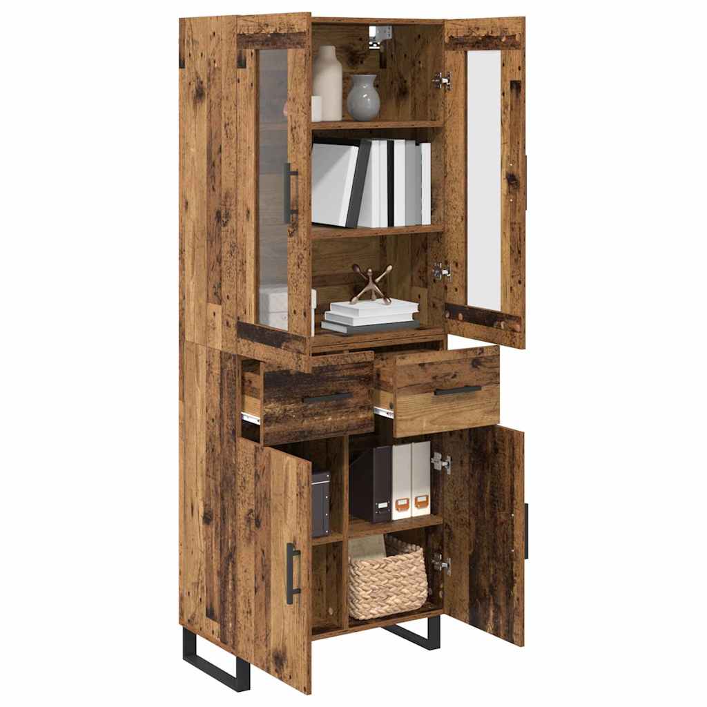 vidaXL Highboard with Drawer 2 pcs Old Wood Engineered Wood