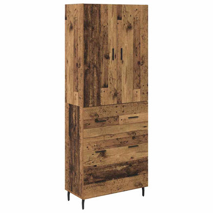 vidaXL Highboard with Drawer 2 pcs Old Wood Engineered Wood and Glass