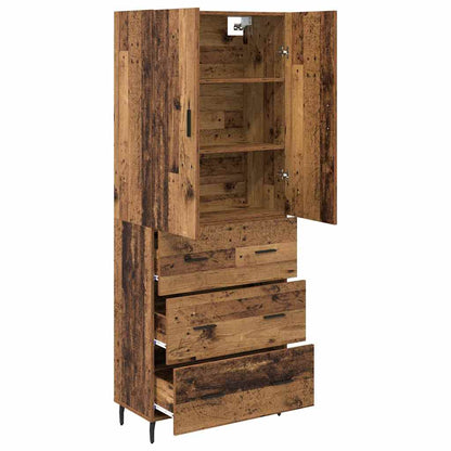 vidaXL Highboard with Drawer 2 pcs Old Wood Engineered Wood and Glass