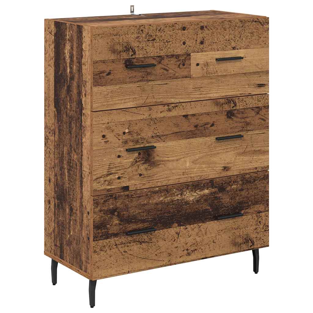 vidaXL Highboard with Drawer 2 pcs Old Wood Engineered Wood and Glass