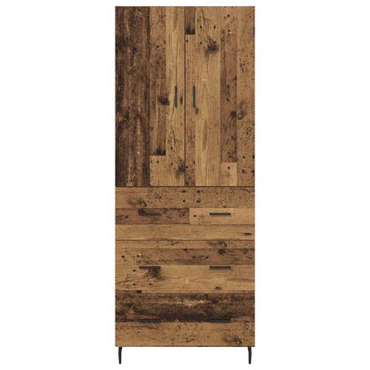 vidaXL Highboard with Drawer 2 pcs Old Wood Engineered Wood and Glass
