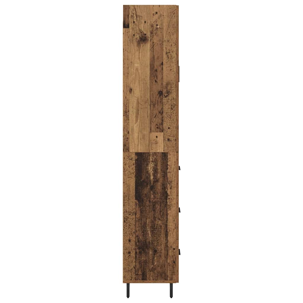 vidaXL Highboard with Drawer 2 pcs Old Wood Engineered Wood and Glass