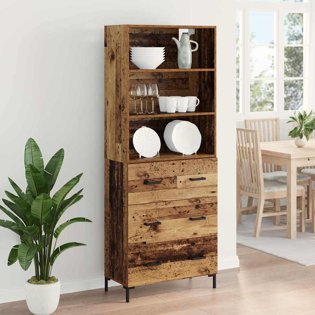 vidaXL Highboard Old Wood 69.5 x 34 x 180 cm Engineered Wood
