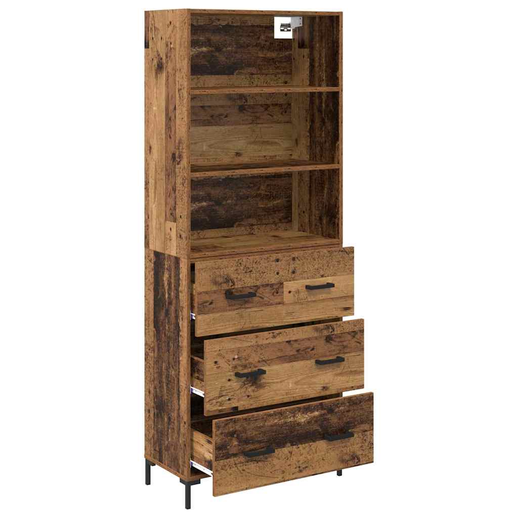 vidaXL Highboard Old Wood 69.5 x 34 x 180 cm Engineered Wood