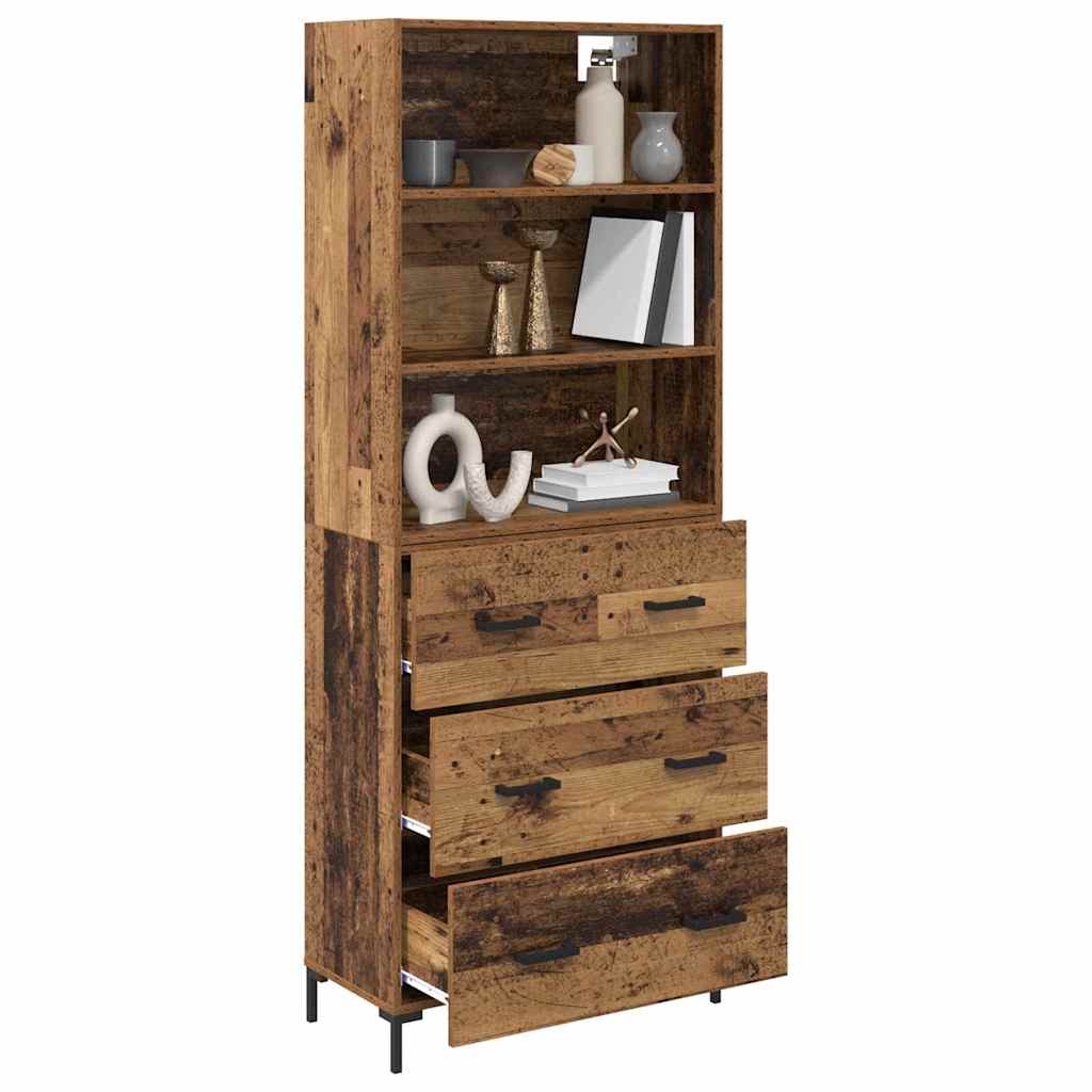 vidaXL Highboard Old Wood 69.5 x 34 x 180 cm Engineered Wood