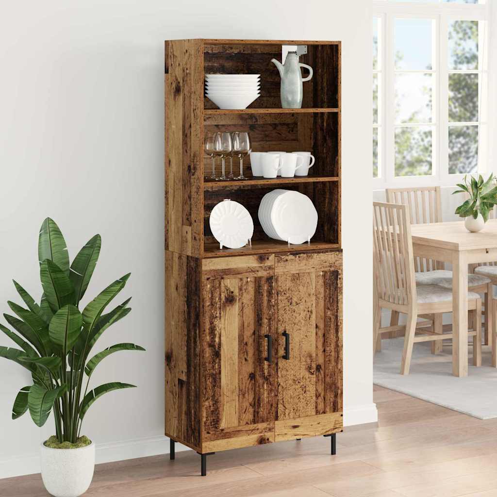 vidaXL Highboard Old Wood 69.5 x 34 x 180 cm Engineered Wood