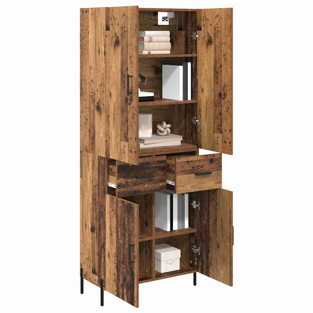 vidaXL Highboard Old Wood 69.5 x 34 x 180 cm Engineered Wood