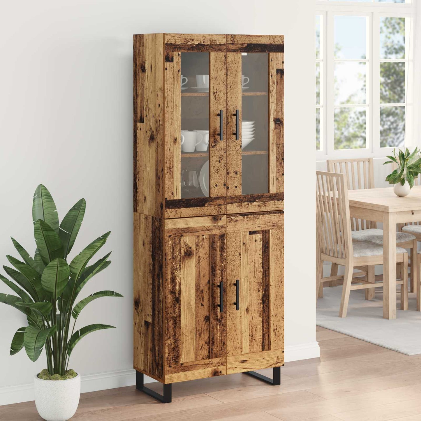 vidaXL Highboard 2 pcs Old Wood Engineered Wood