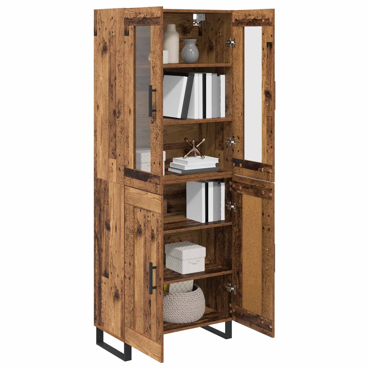 vidaXL Highboard 2 pcs Old Wood Engineered Wood