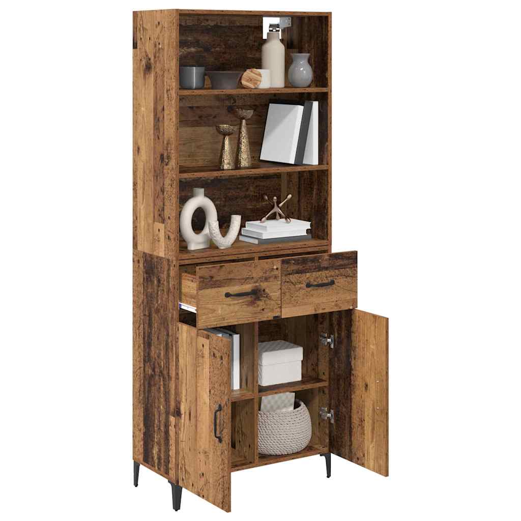 vidaXL Highboard Old Wood 69.5 x 34 x 180 cm Engineered Wood
