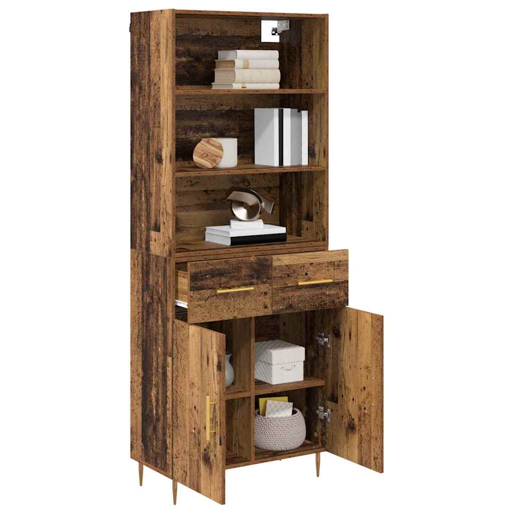 vidaXL Highboard Old Wood 69.5 x 34 x 180 cm Engineered Wood