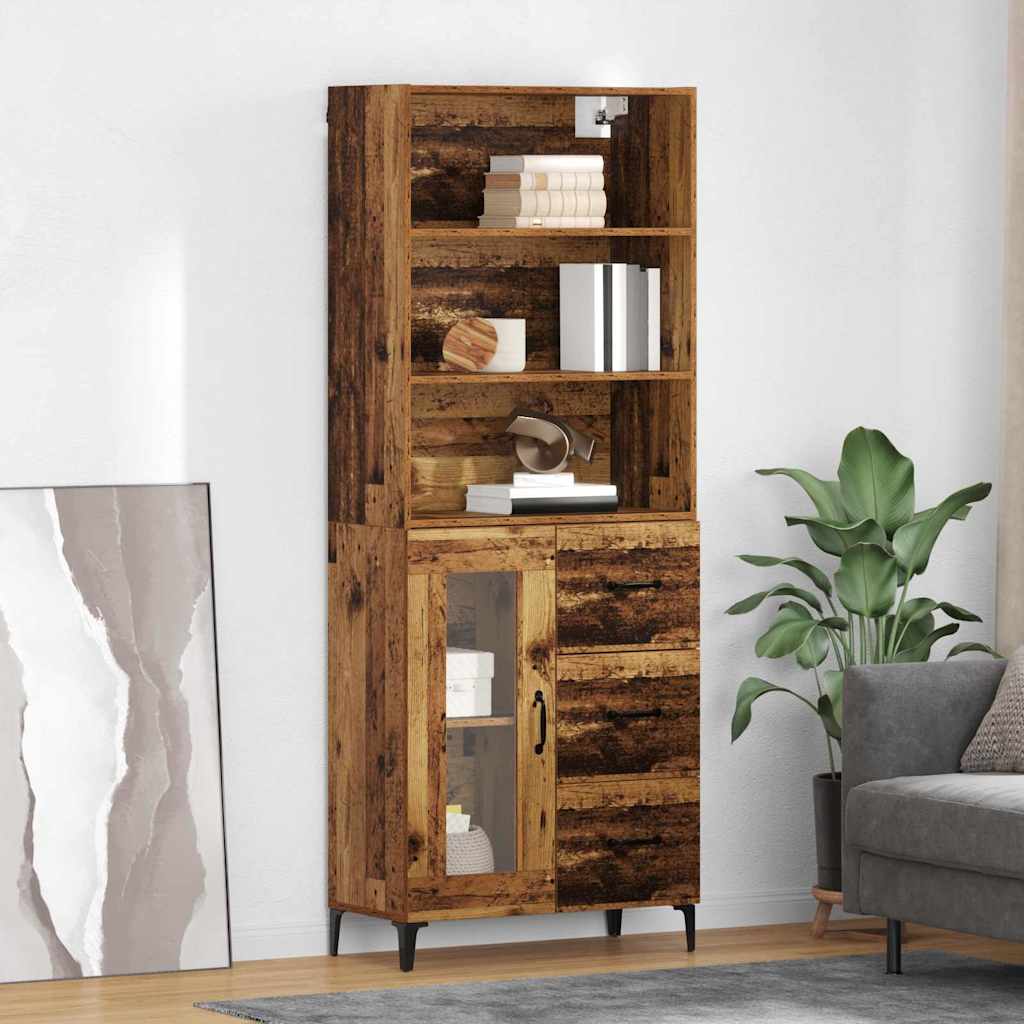 vidaXL Highboard Old Wood 69.5 x 34 x 180 cm Engineered Wood