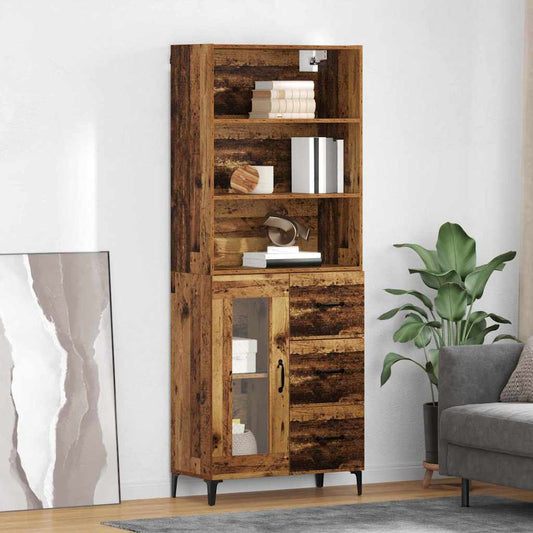 vidaXL Highboard Old Wood 69.5 x 34 x 180 cm Engineered Wood