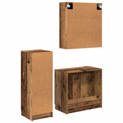 vidaXL Bathroom Furniture Set with Door 3 pcs Old Wood Engineered Wood