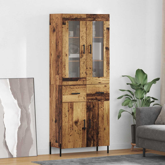 vidaXL Highboard Old Wood 69.5 x 34 x 180 cm Engineered Wood