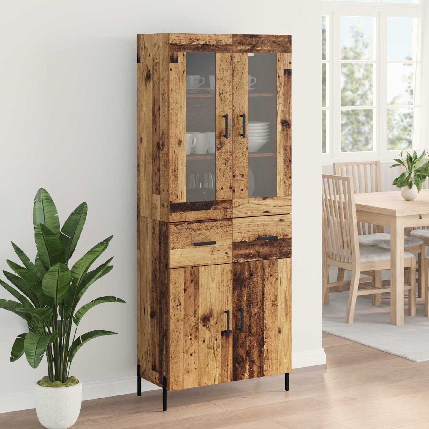vidaXL Highboard Old Wood 69.5 x 34 x 180 cm Engineered Wood