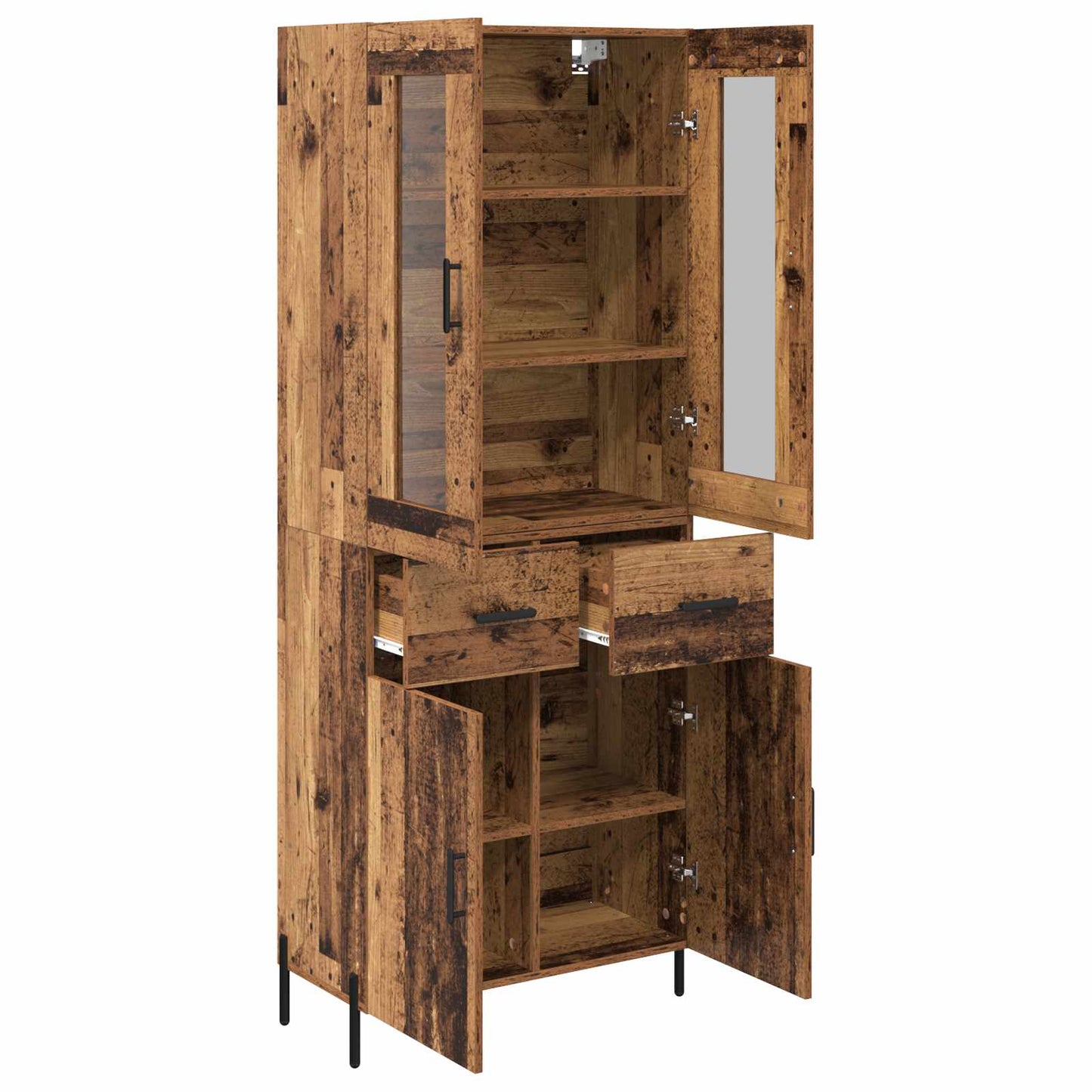 vidaXL Highboard Old Wood 69.5 x 34 x 180 cm Engineered Wood