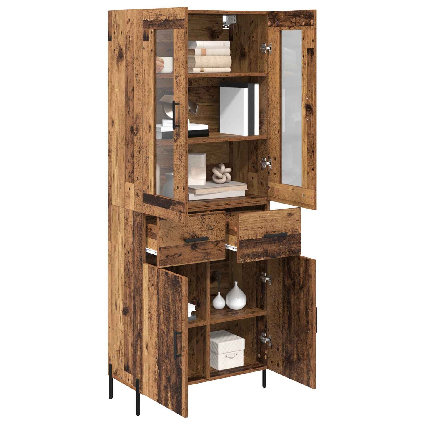 vidaXL Highboard Old Wood 69.5 x 34 x 180 cm Engineered Wood