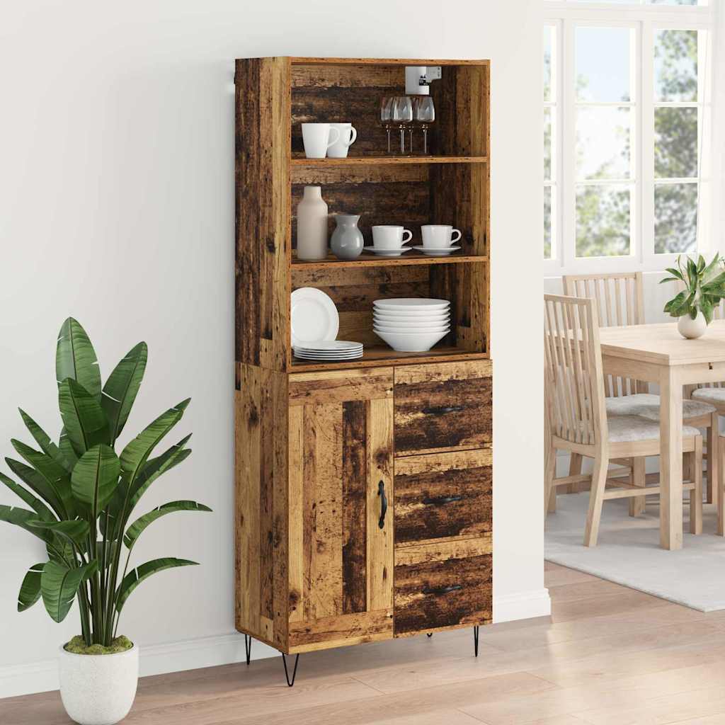 vidaXL Highboard with Drawer 2 pcs Old Wood Engineered Wood