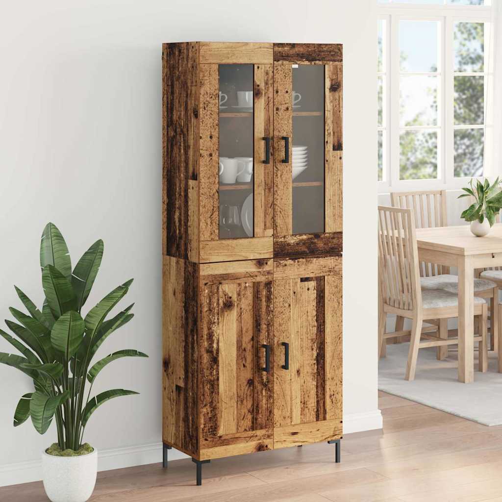 vidaXL Highboard 2 pcs Old Wood Engineered Wood