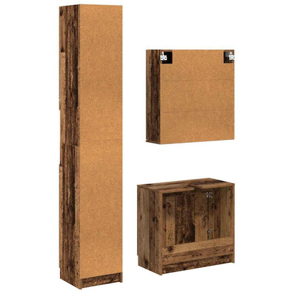 vidaXL Bathroom Cabinet Set with Shelf 3 pcs Old Wood Engineered Wood