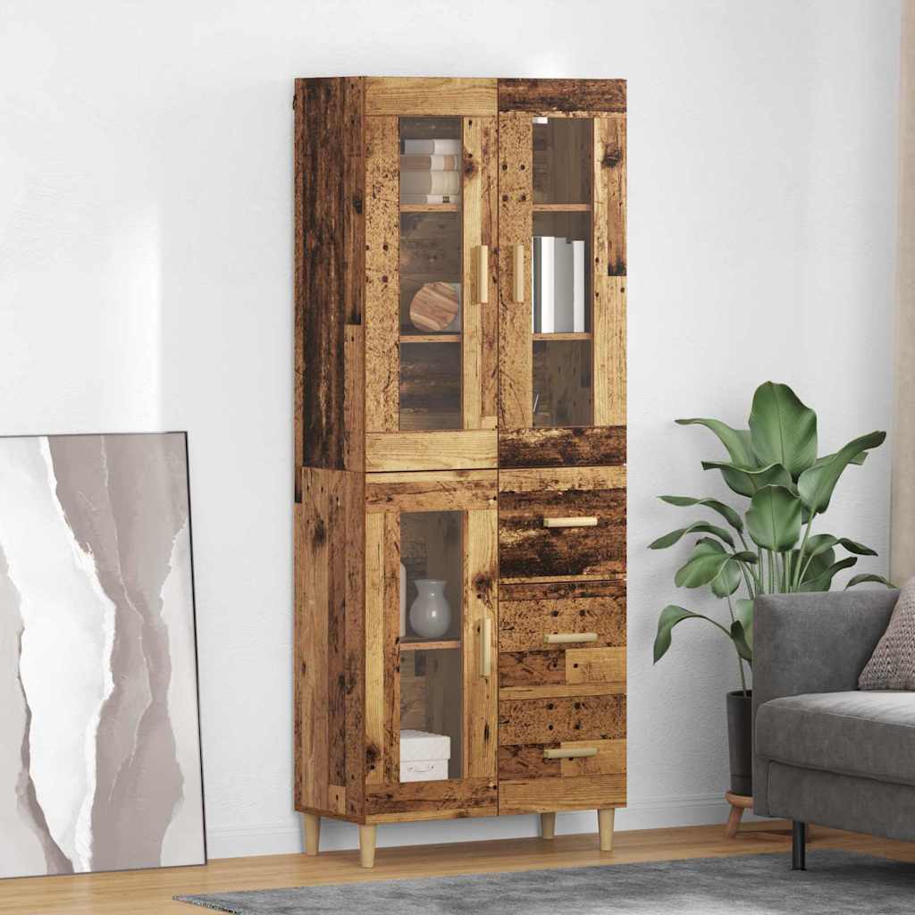 vidaXL Highboard Old Wood 69.5 x 34 x 180 cm Engineered Wood