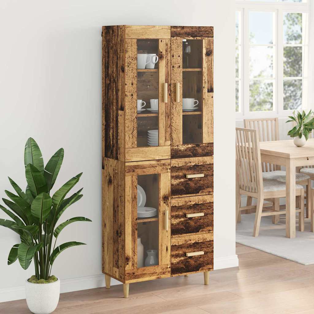 vidaXL Highboard Old Wood 69.5 x 34 x 180 cm Engineered Wood