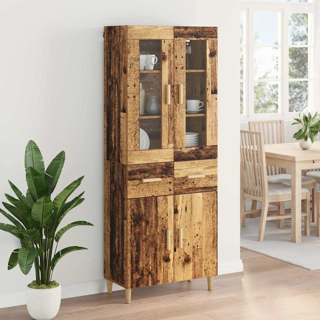 vidaXL Highboard Old Wood 69.5 x 34 x 180 cm Engineered Wood